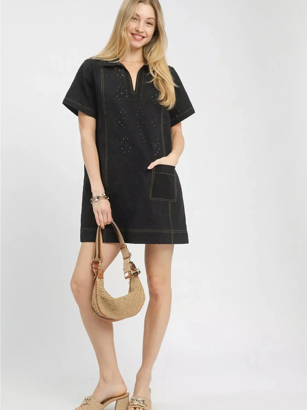 Umgee Black Women's Eyelet Dress Size Small
